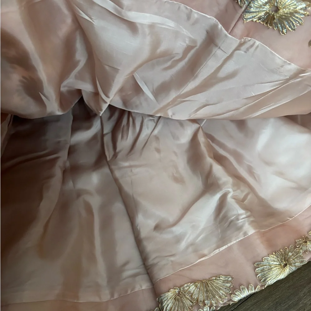 Io Couture Embroidered Foliage Petticoat Skirt Blush Pink